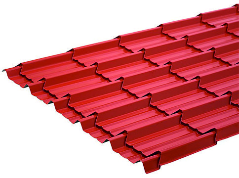 Professional installation of corrugated roofing sheets on a building in Gujarat.